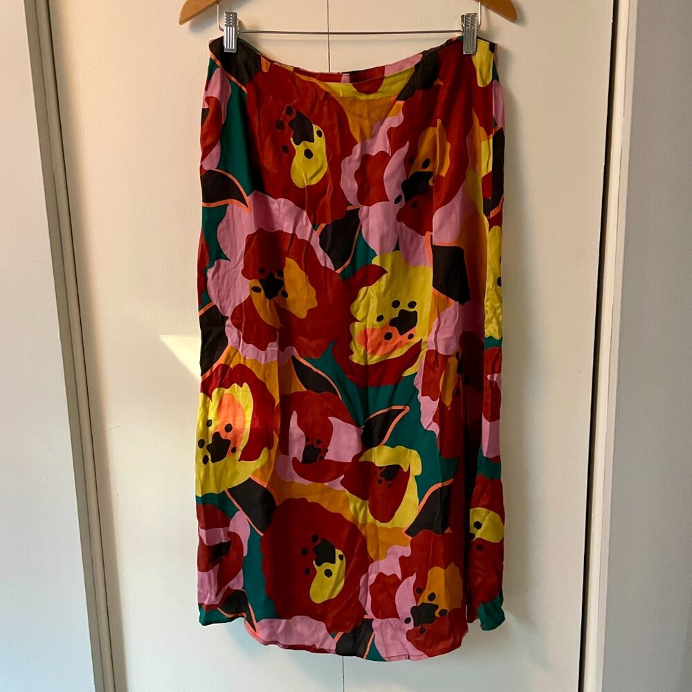 Marine Layer Ryan Skirt Lightweight Slip Midi Exploded Floral Multicolor NWT 14 - Picture 4 of 5